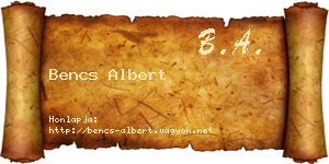 Bencs Albert névjegykártya