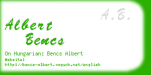 albert bencs business card